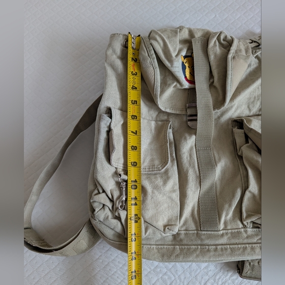 Vintage Disney Winnie The Pooh Beige Canvas Backpack, pockets drawstring Y2K - Picture 11 of 15